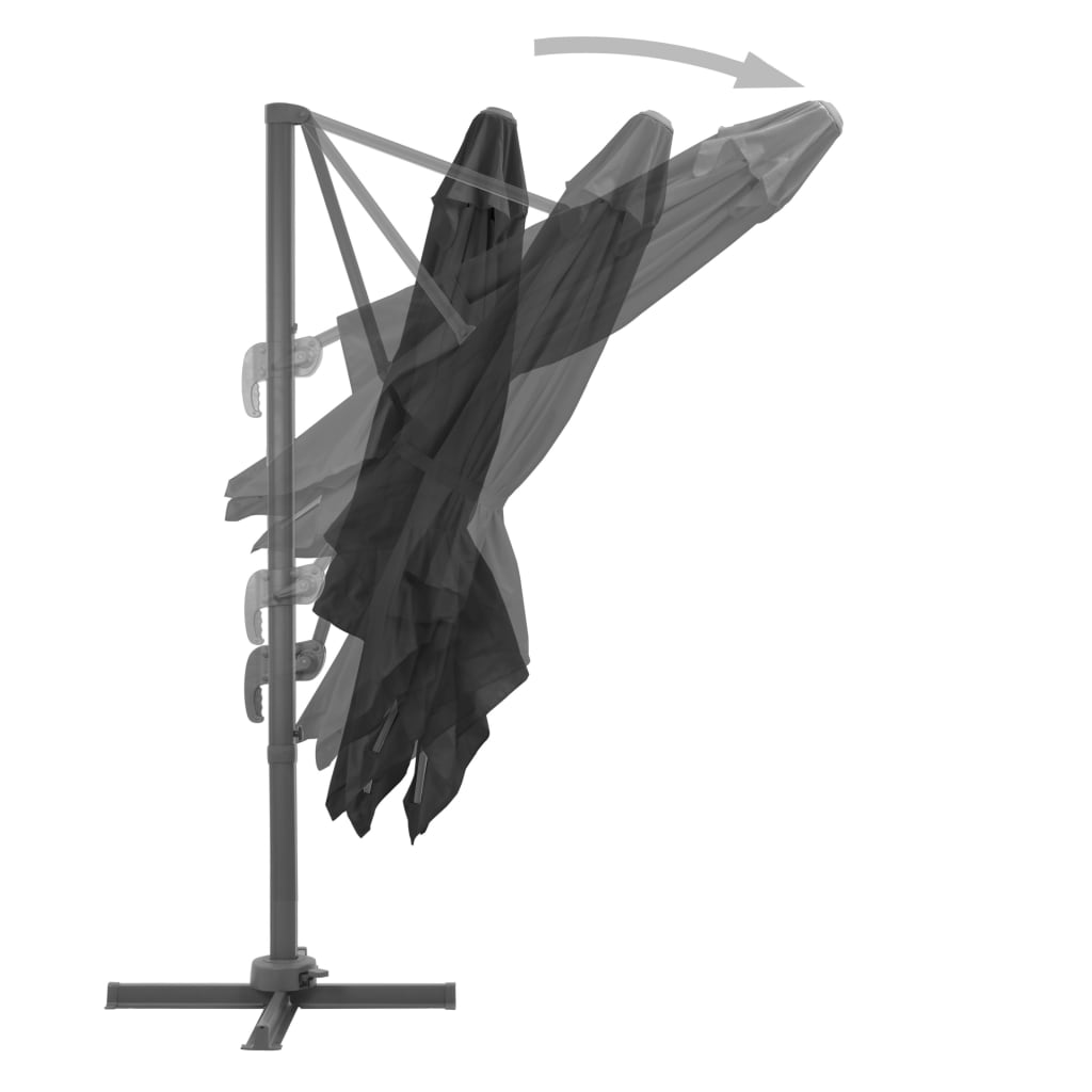 vidaXL Závesný slnečník s hliníkovou tyčou 3x3 m, čierny