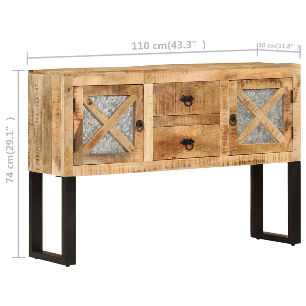 vidaXL Komoda 110x30x74 cm surové mangovníkové drevo