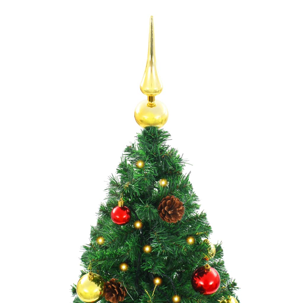 vidaXL Osvetlený umelý vianočný stromček s ozdobami, zelený 180 cm
