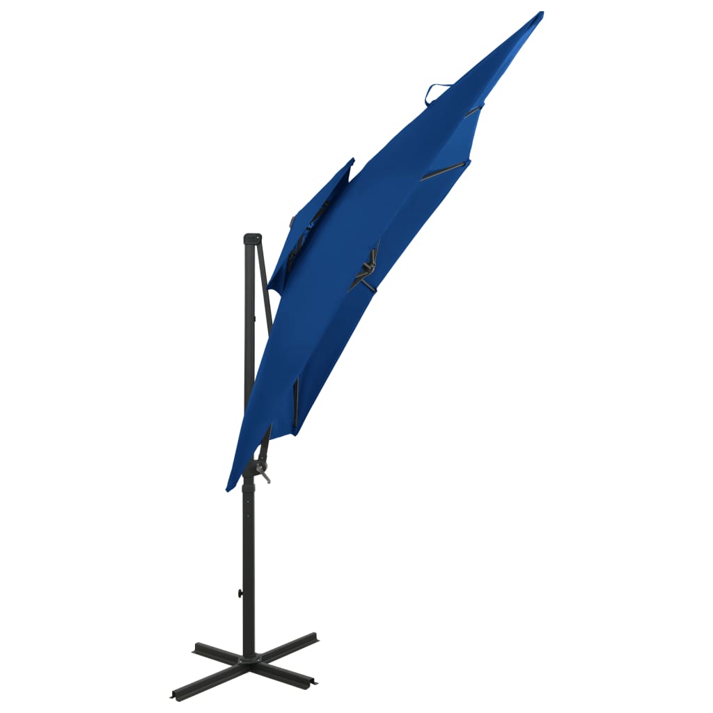 vidaXL Závesný slnečník s dvojitou strieškou 250x250 cm azúrovo-modrý