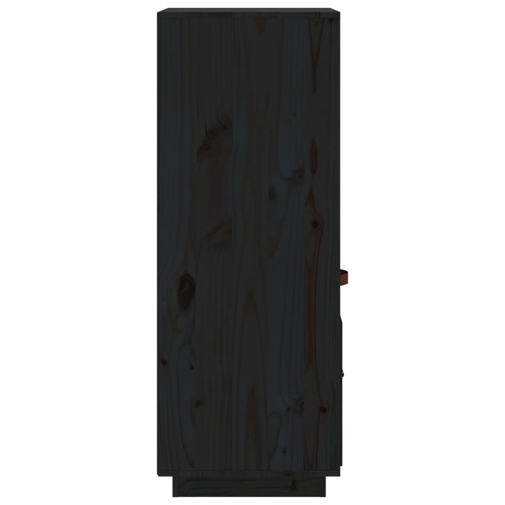 vidaXL Vysoká skrinka čierna 34x40x108,5 cm masívna borovica