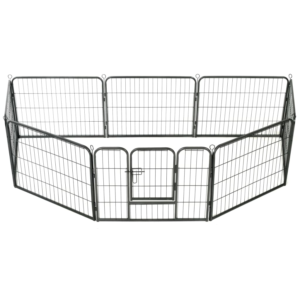 vidaXL Oceľová ohrádka pre psov s 8 panelmi 60x80 cm čierna