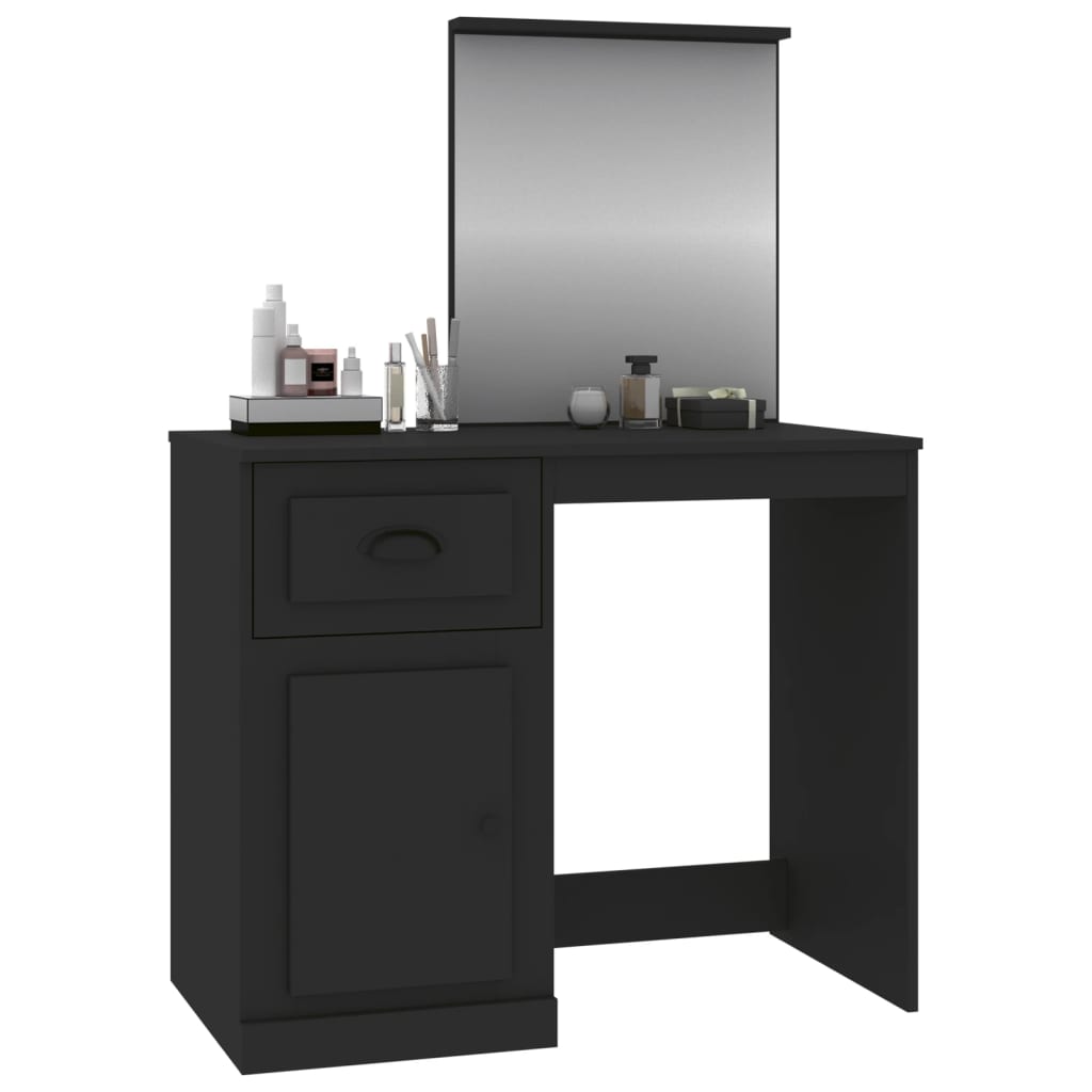 vidaXL Toaletný stolík so zrkadlom čierny 90x50x132,5 cm drevo