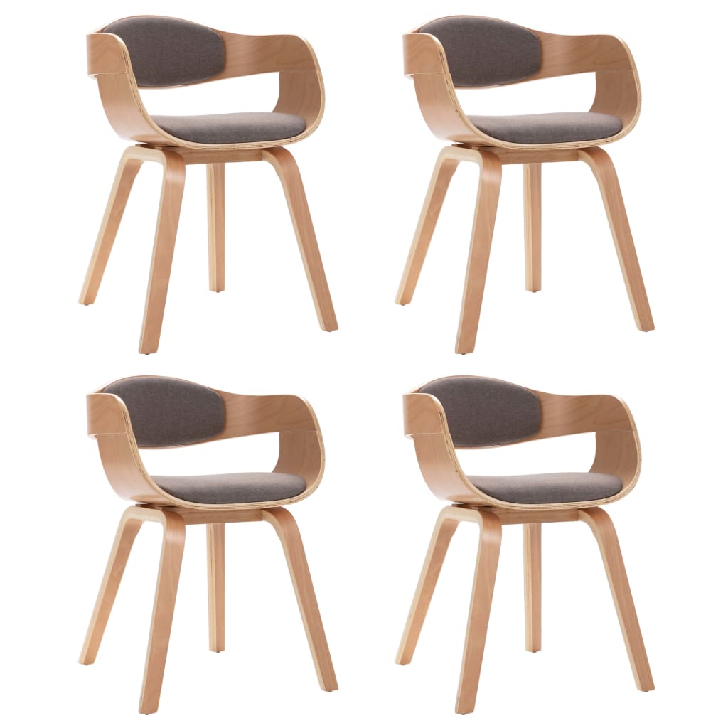 vidaXL Jedálenské stoličky 4 ks ohýbané drevo a hnedosivá látka