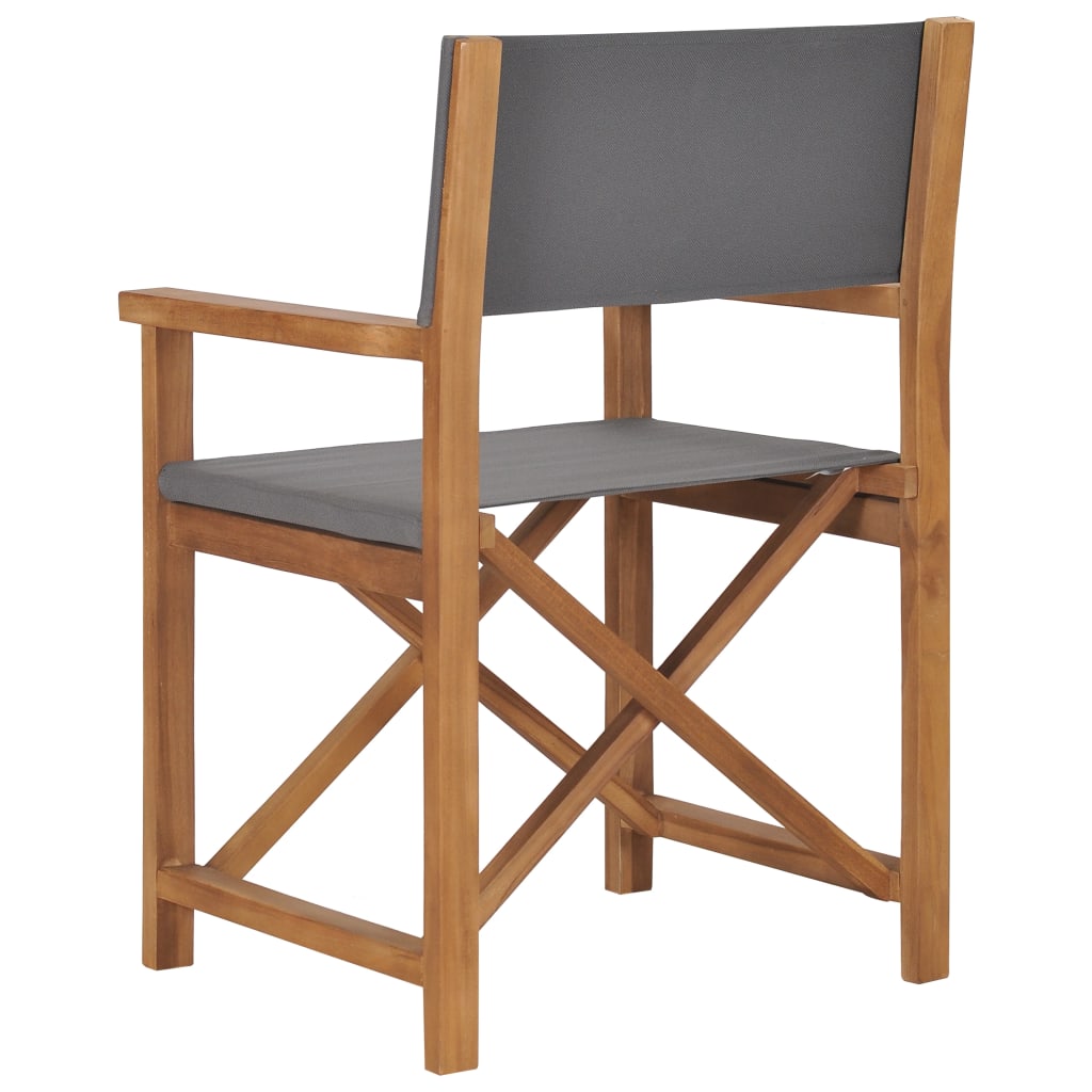 vidaXL Režisérska stolička, tíkový masív, sivá