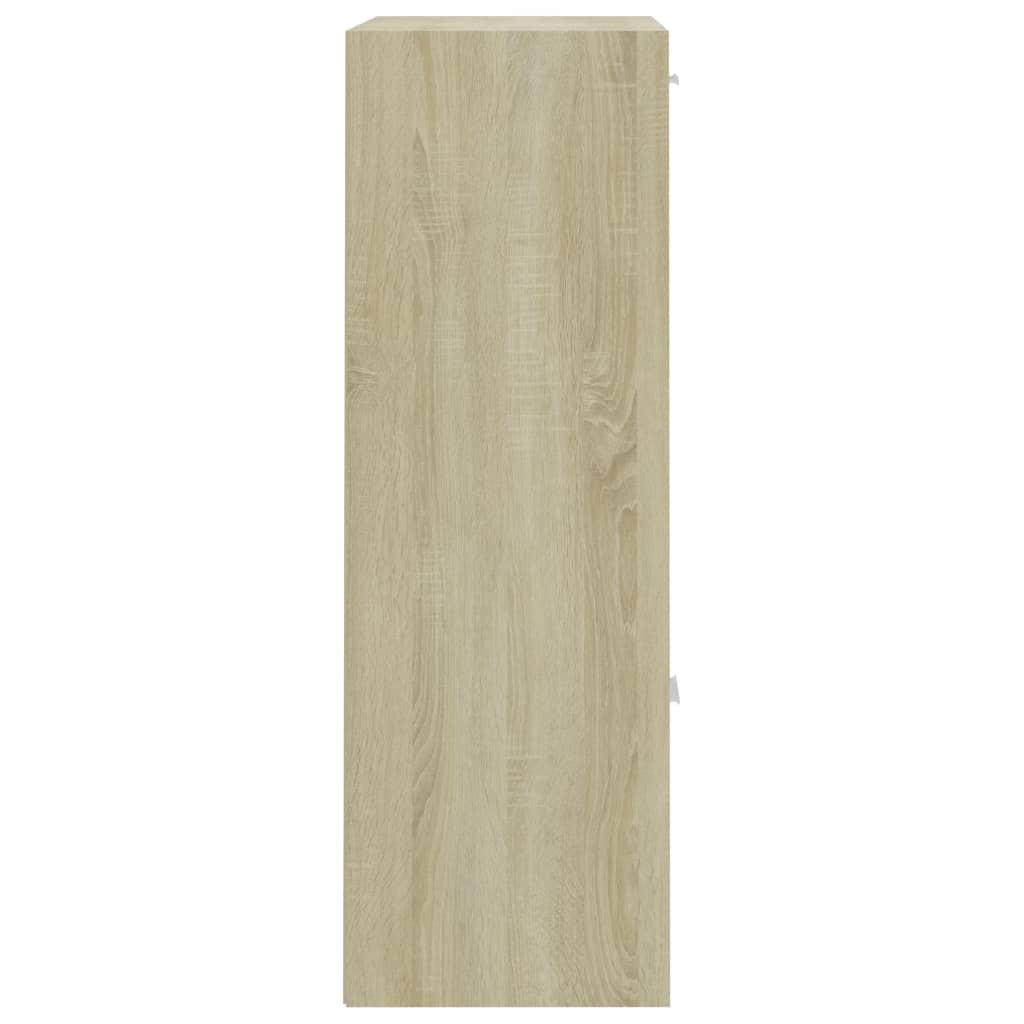 vidaXL Úložná skrinka, biela a sonoma 60x29,5x90 cm, kompozitné drevo