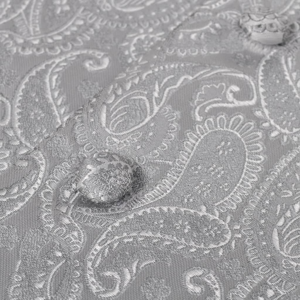 Pánska svadobná vesta s doplnkami, vzor paisley, veľkosť 50, strieborná