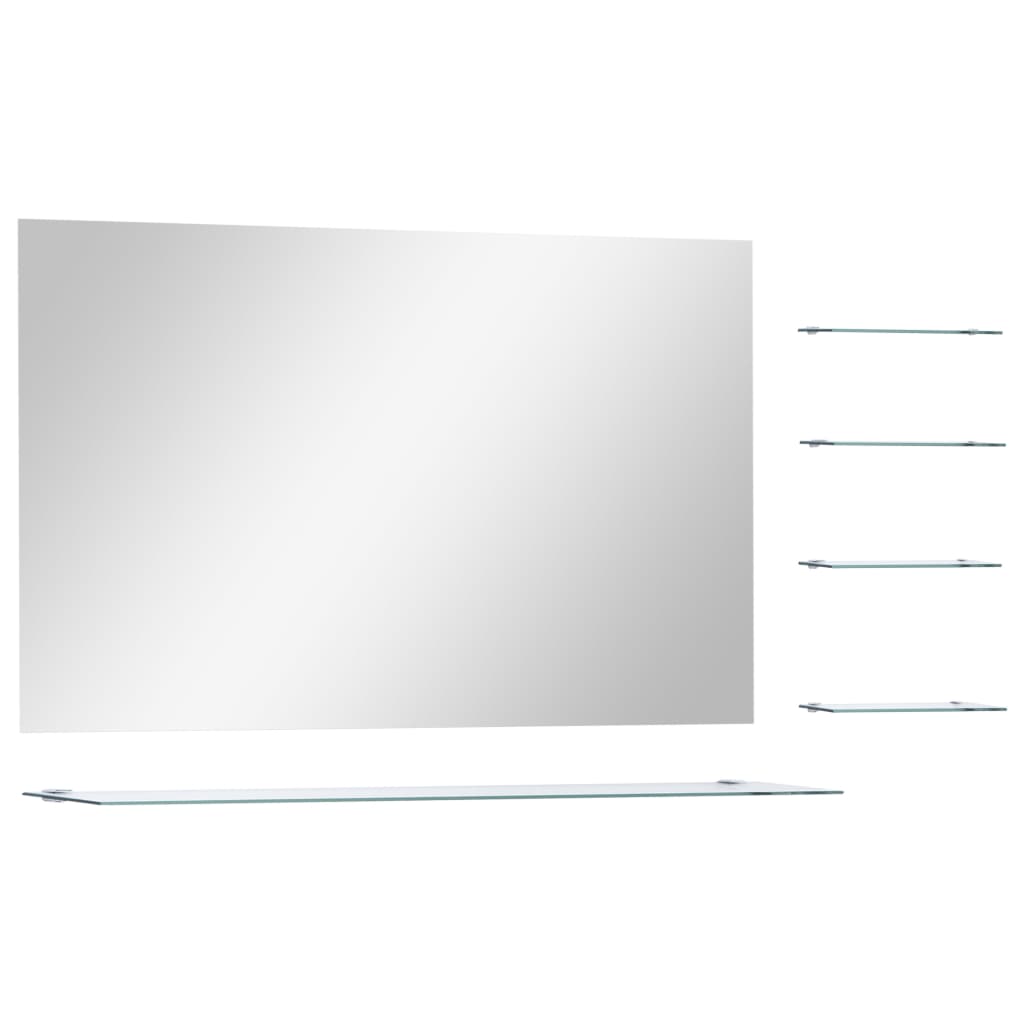 vidaXL Nástenné zrkadlo s poličkou 100x60 cm, tvrdené sklo