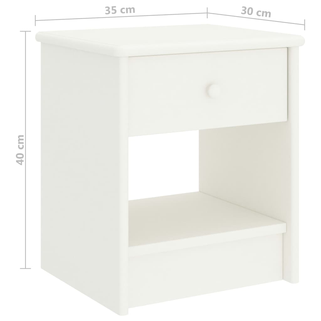 vidaXL Nočné stolíky biele 35x30x40 cm borovicový masív
