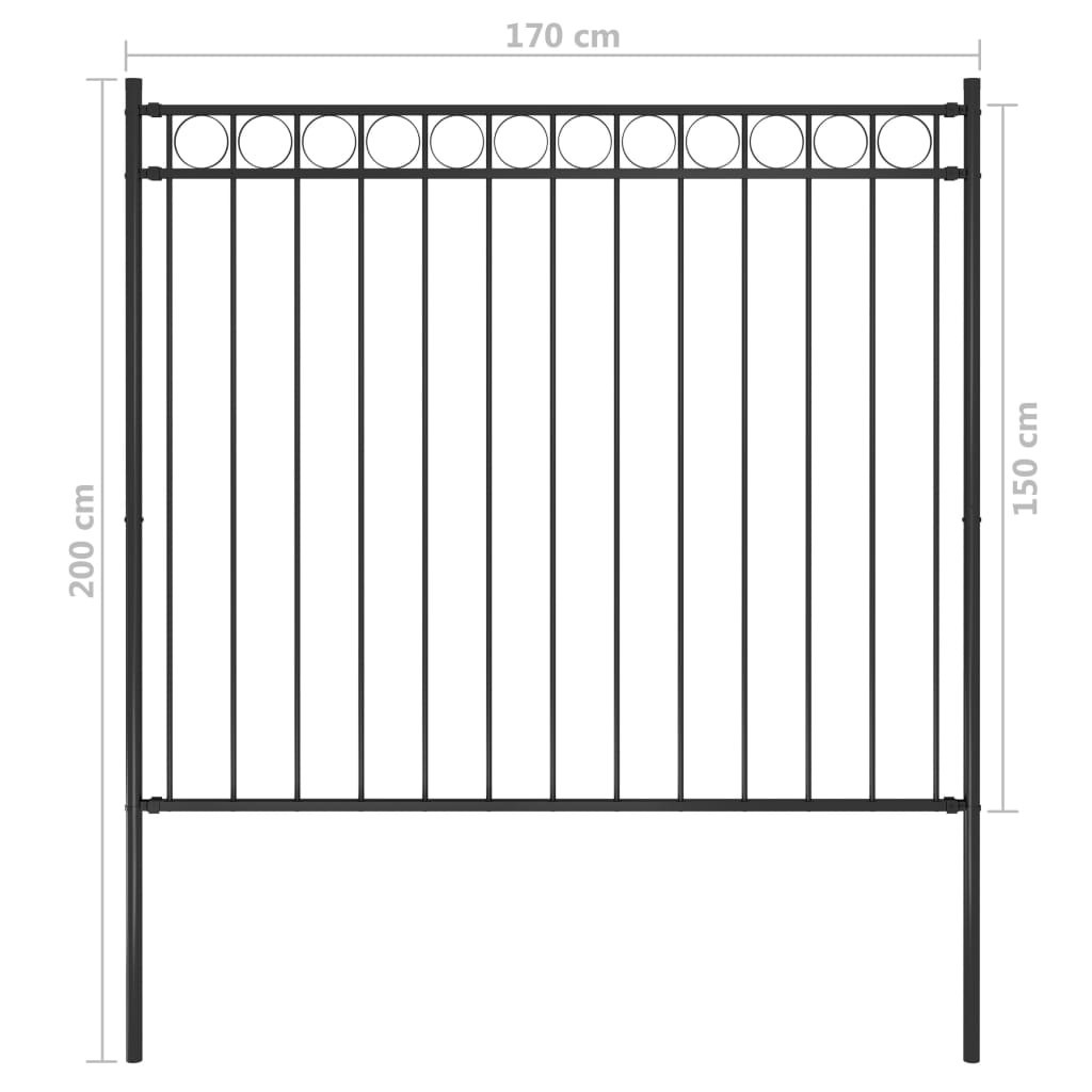 vidaXL Záhradný plot, oceľ 1,7x1,5 m, čierny