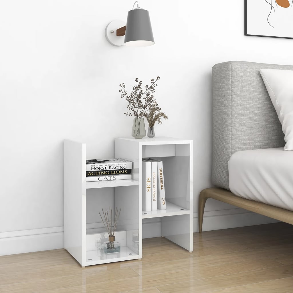 vidaXL Nočné stolíky 2 ks, lesklé biele 50x30x51,5cm, kompozitné drevo