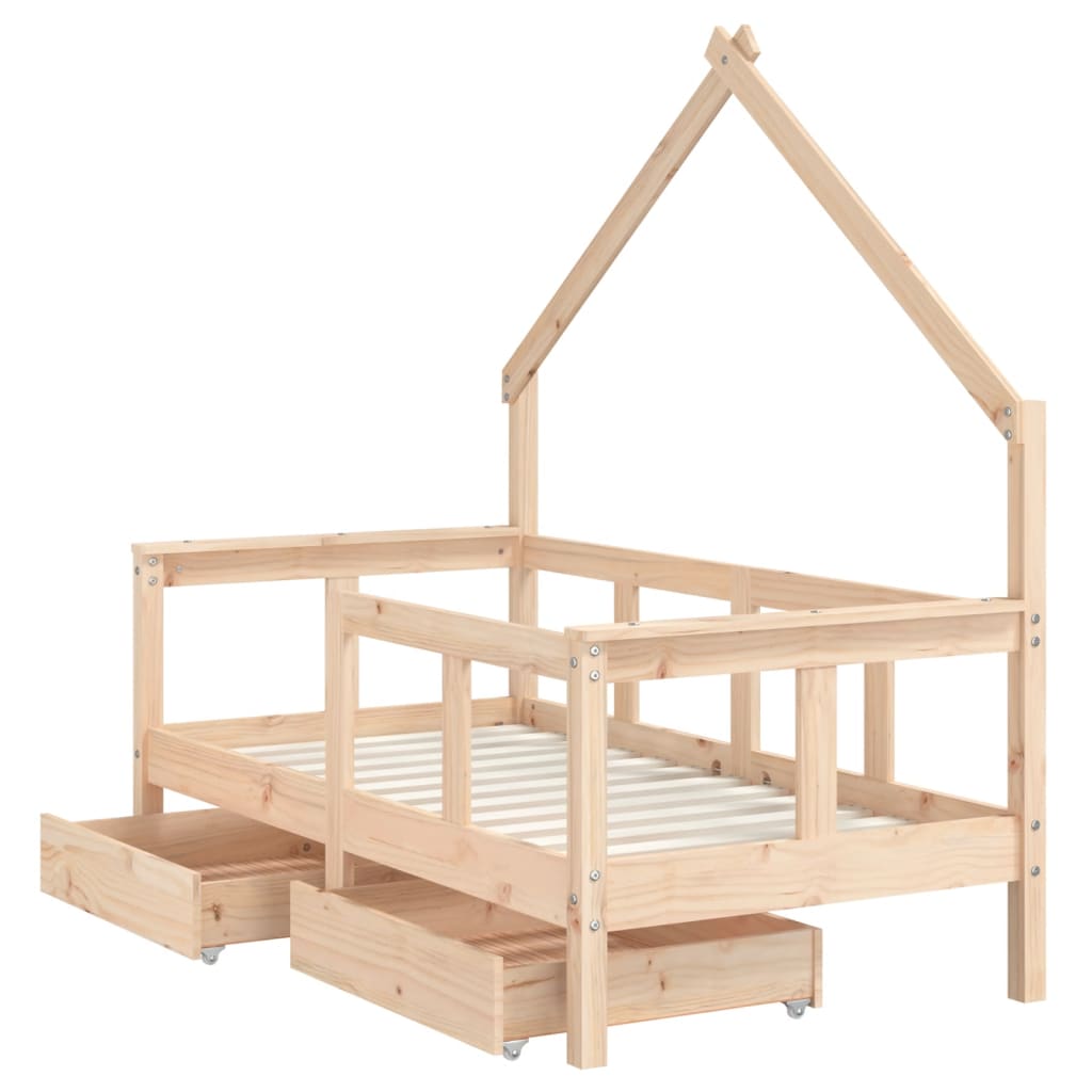 vidaXL Rám detskej postele so zásuvkami 70x140 cm masívna borovica