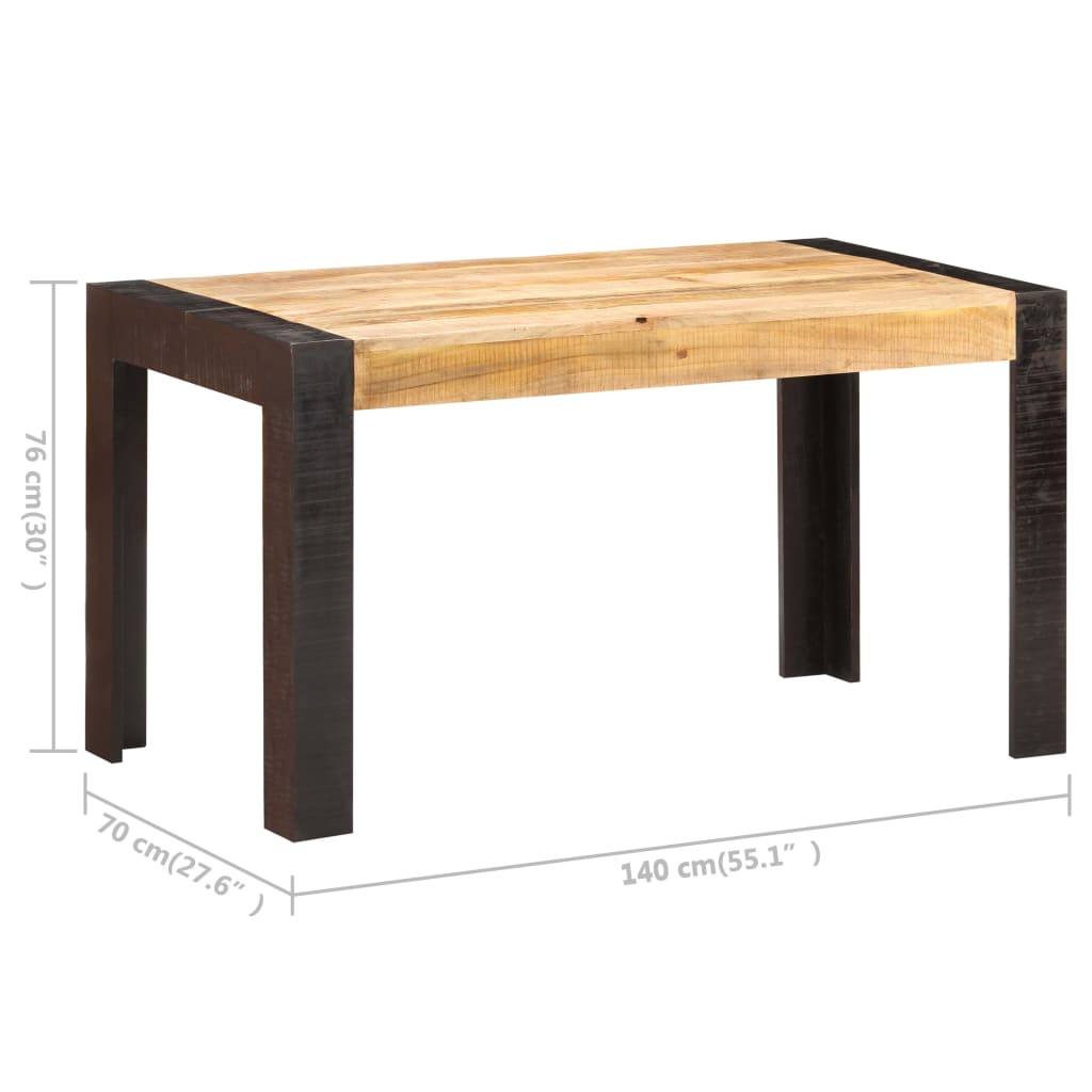 vidaXL Jedálenský stôl 140x70x76, surový mangový masív