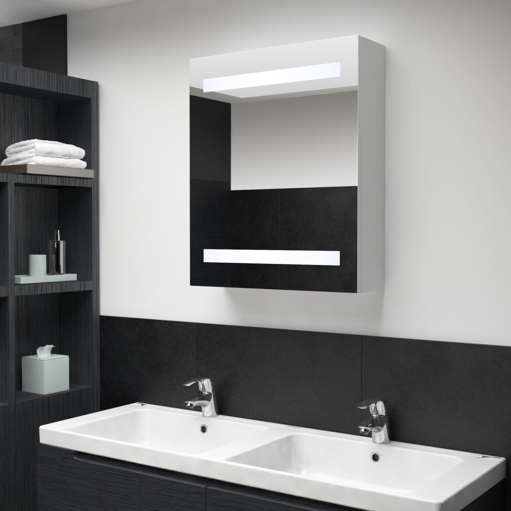 vidaXL Kúpeľňová skrinka s LED a zrkadlom 50x13,5x60 cm