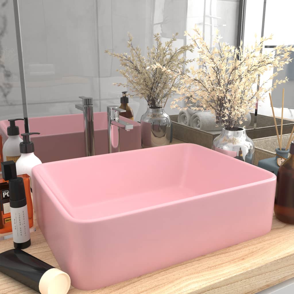 vidaXL Luxusné umývadlo matné ružové 41x30x12 cm keramické