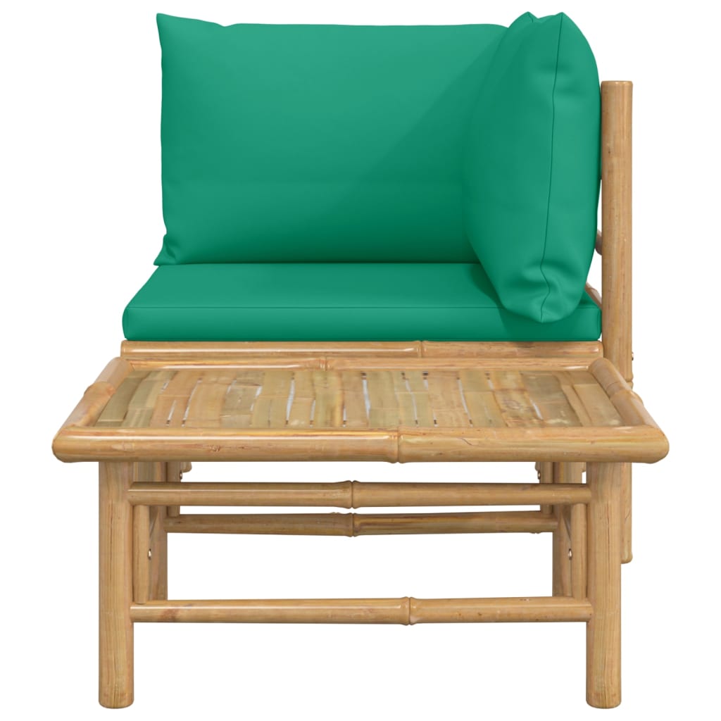 vidaXL 2-dielna záhradná sedacia súprava zelené vankúše bambus