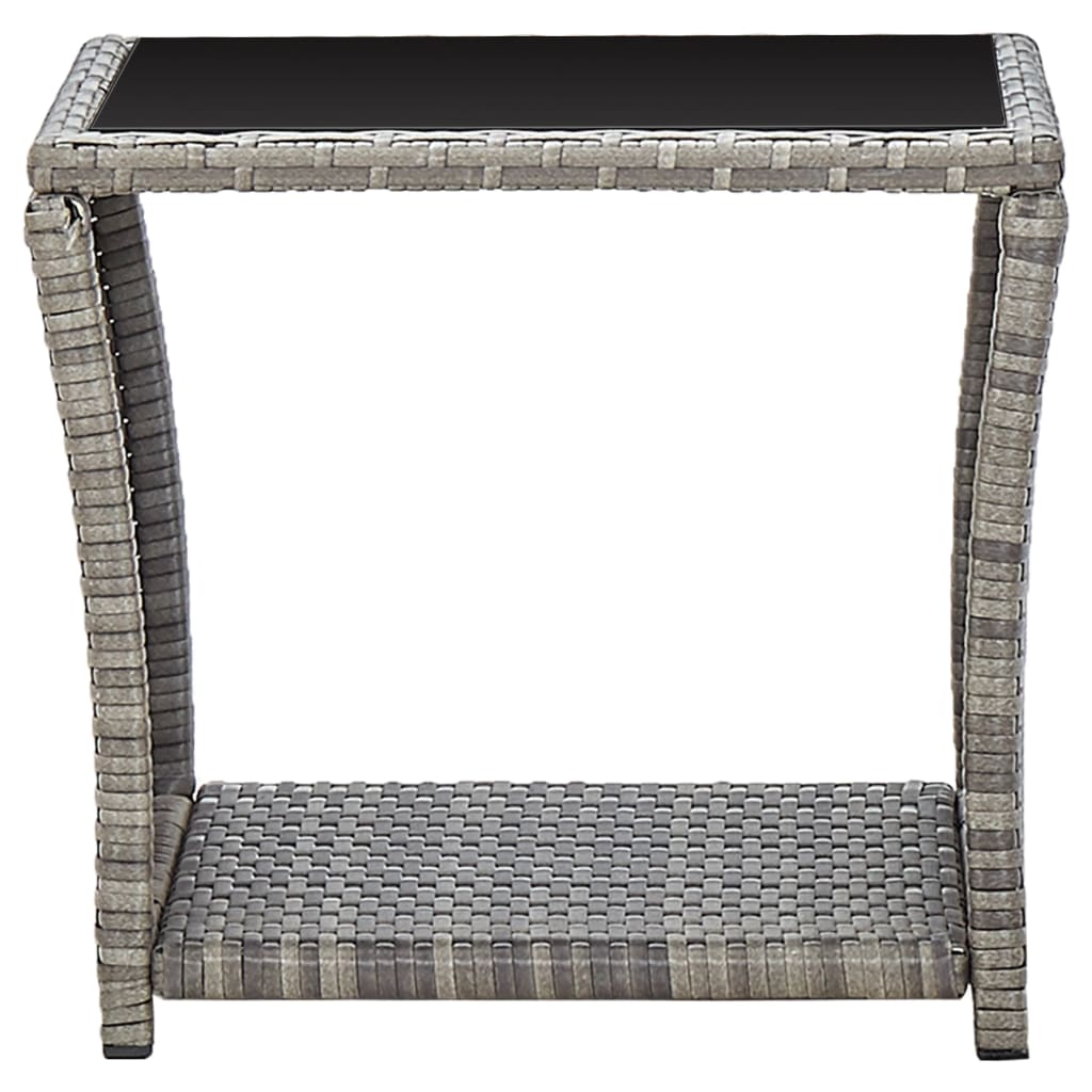 vidaXL Konferenčný stolík, sivý 45x45x40 cm, polyratan a sklo