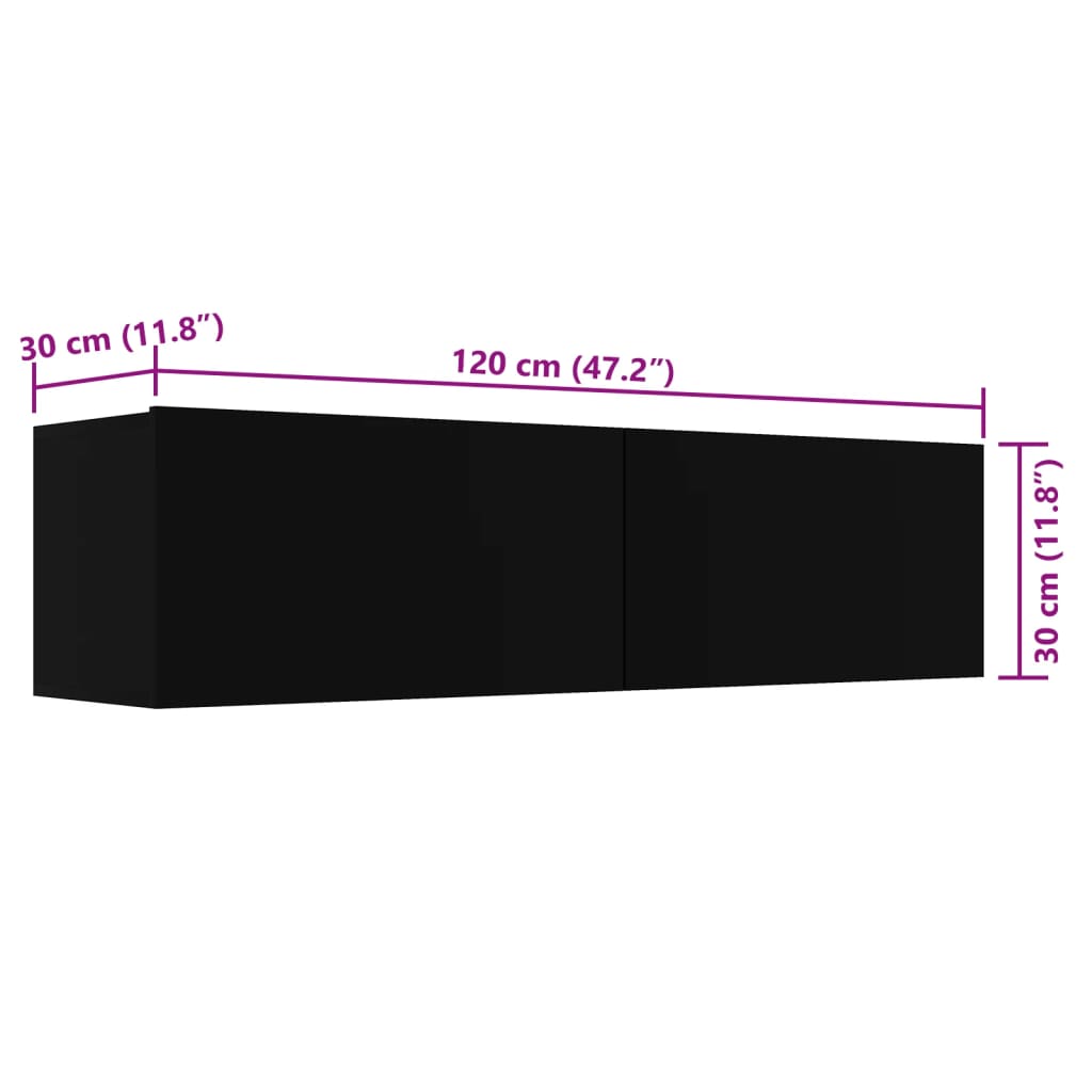 vidaXL TV skrinka, čierna 120x30x30 cm, kompozitné drevo