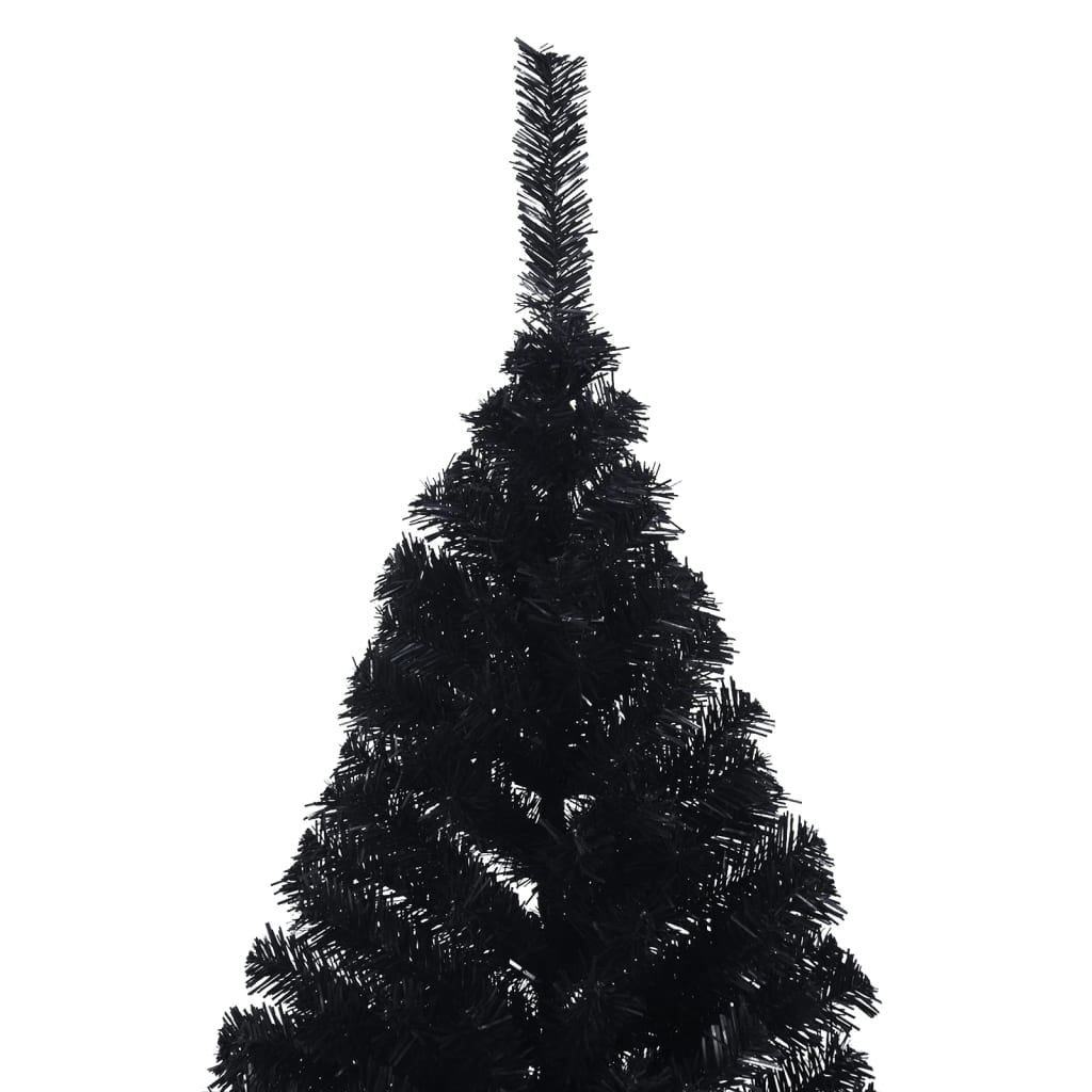 vidaXL Umelý vianočný polovičný stromček s podstavcom čierny 180cm PVC