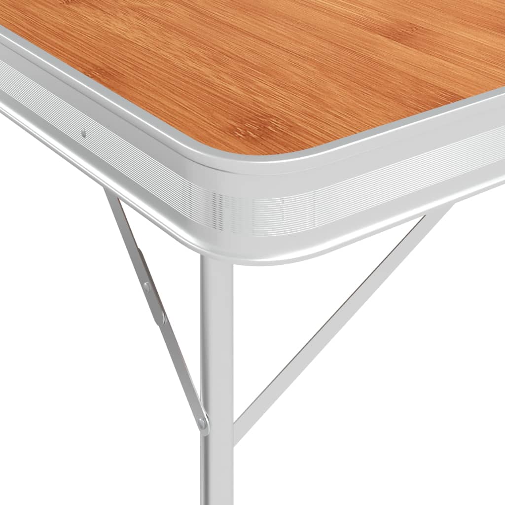 vidaXL Skladací kempingový stôl s 2 lavicami hnedý hliníkový