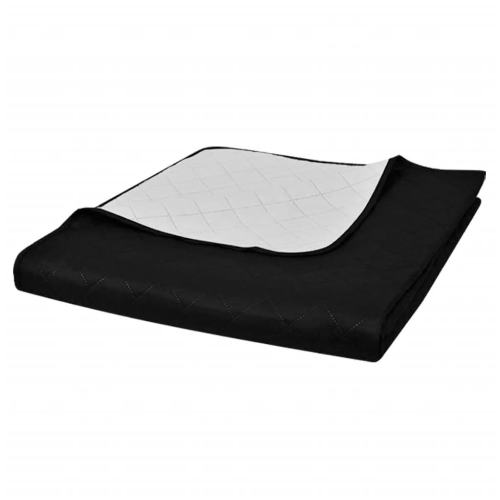 Obojstranná posteľná prikrývka, čierno/biela, 170 x 210 cm