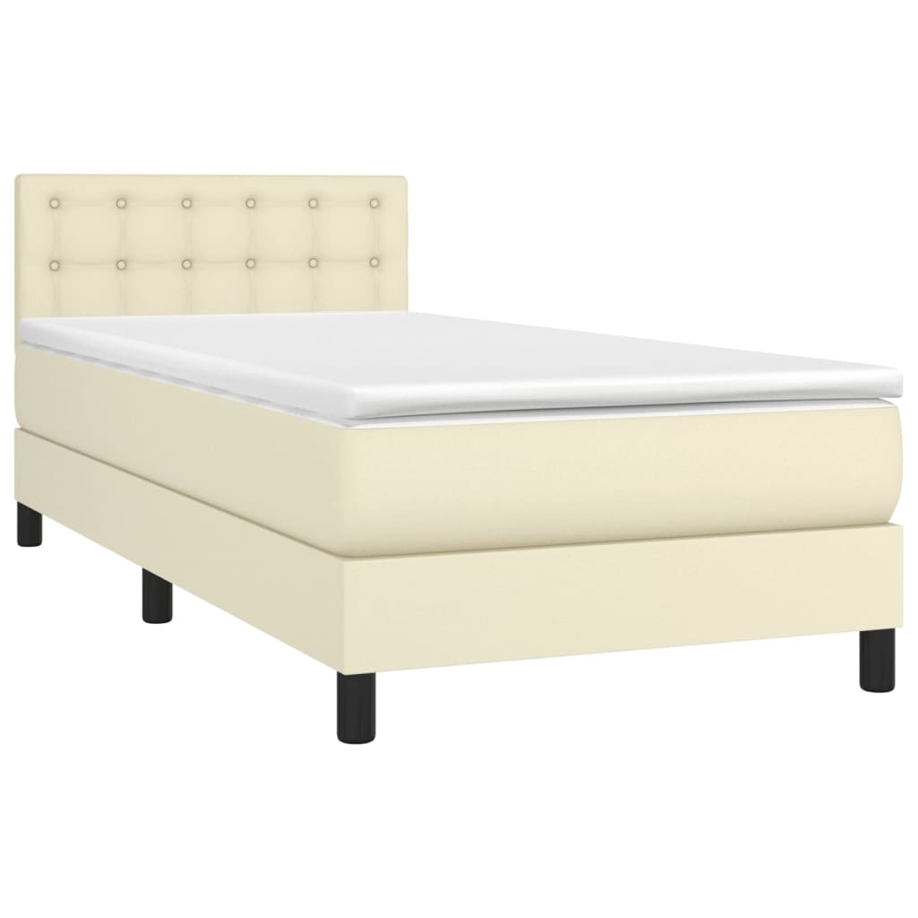 vidaXL Boxspring posteľ s matracom krémová 100x200 cm umelá koža
