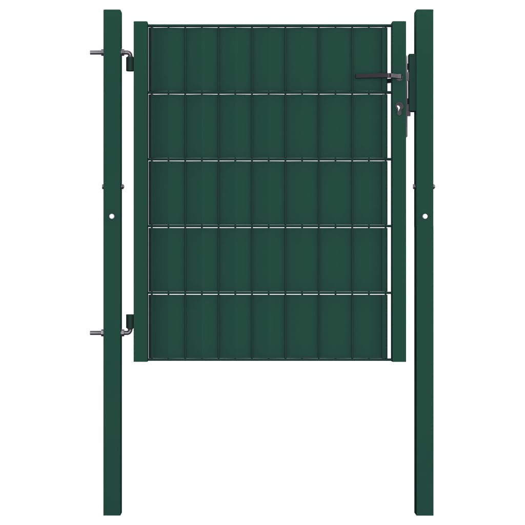 vidaXL Plotová brána, PVC a oceľ 100x101 cm, zelená