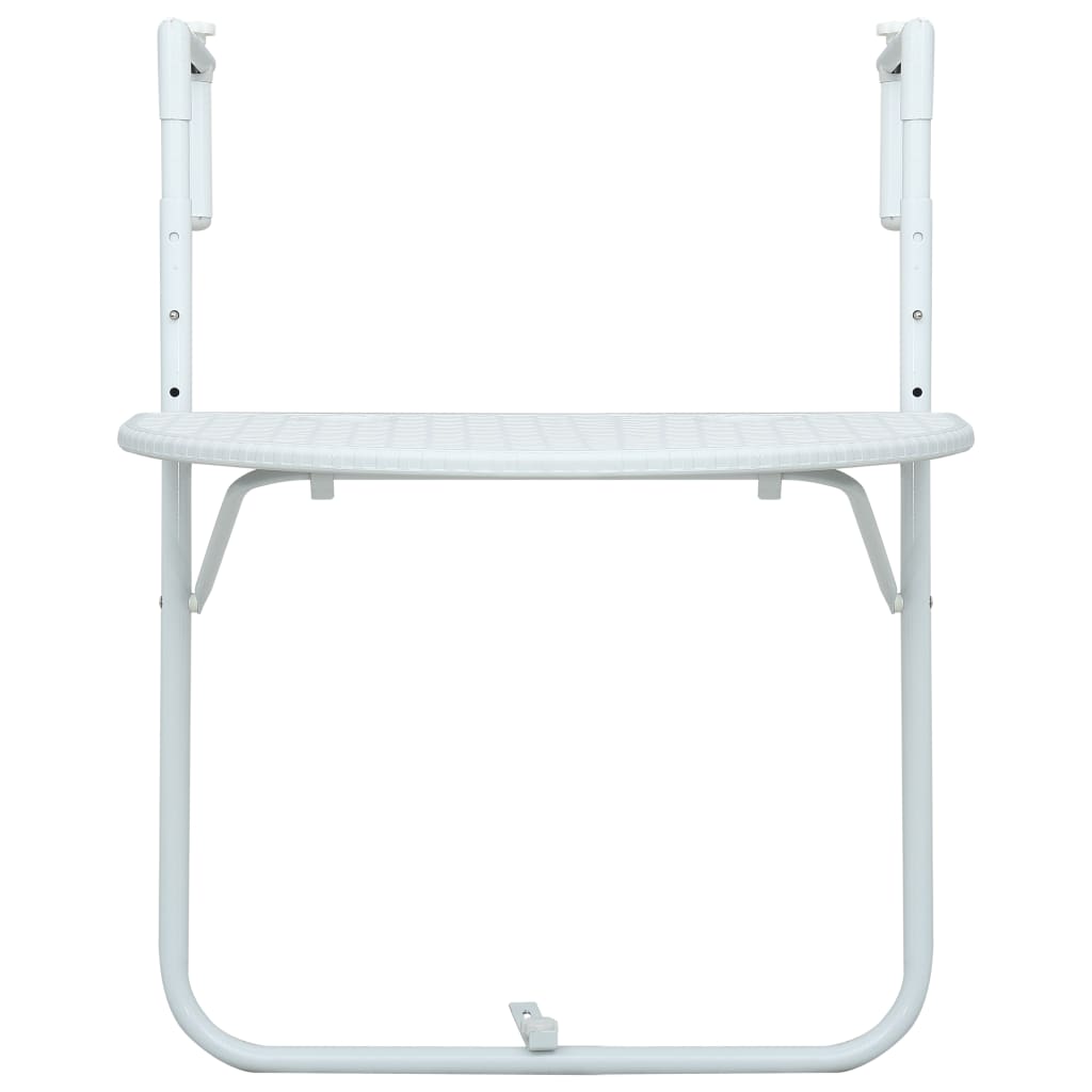 vidaXL Visiaci balkónový stolík biely 60x64x83,5 cm plastový s ratanovým vzhľadom