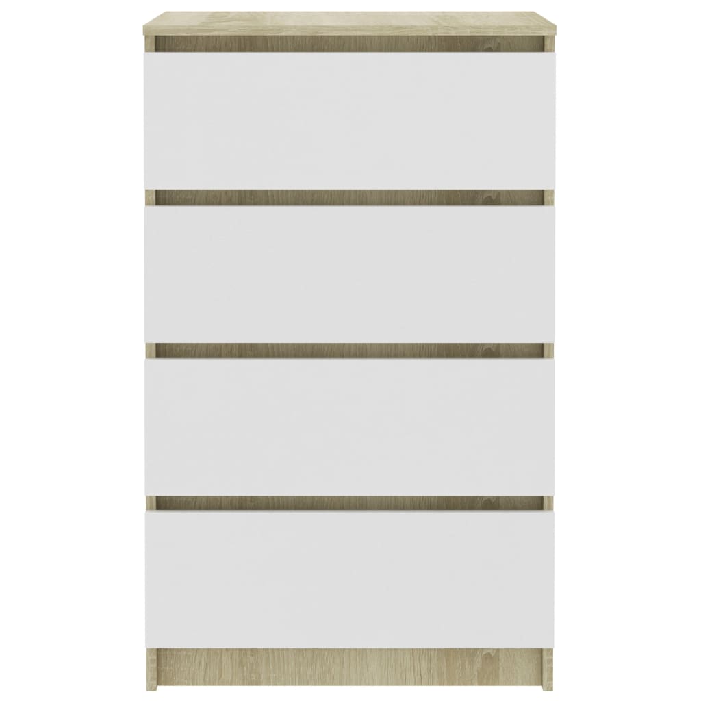 vidaXL Komoda, biela a dub sonoma 60x35x98,5 cm, kompozitné drevo