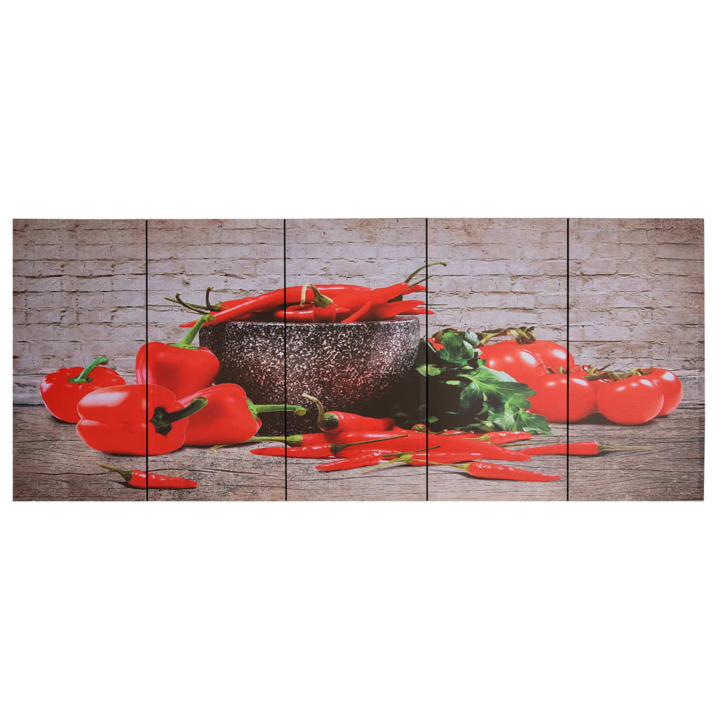 vidaXL Sada nástenných obrazov na plátne Paprika rôznofarebná 200x80 cm