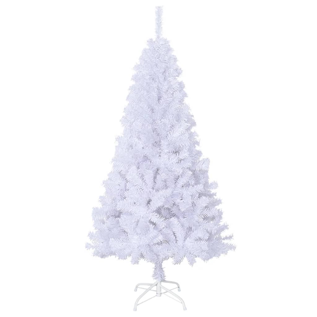 vidaXL Umelý vianočný stromček s hustým ihličím, biely 120 cm, PVC