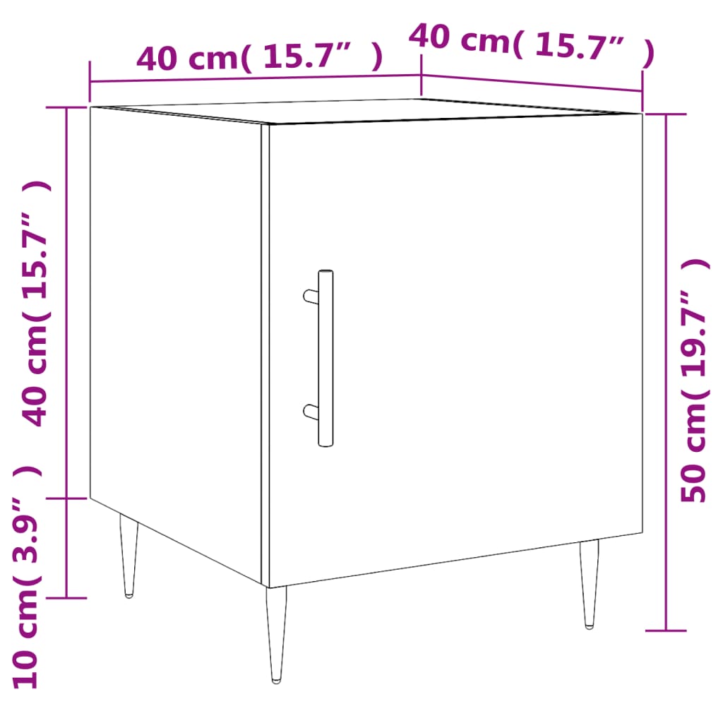 vidaXL Nočný stolík biely 40x40x50 cm kompozitné drevo