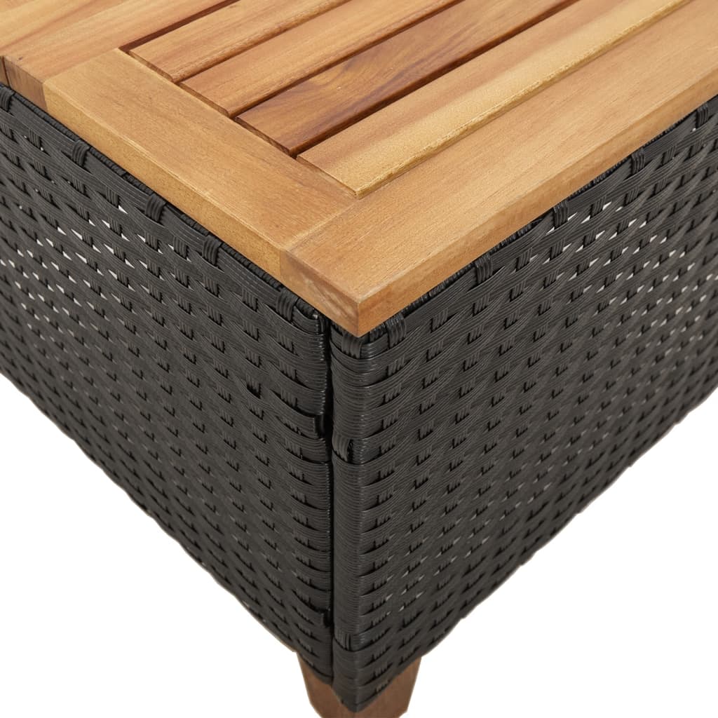 vidaXL Záhradný stôl čierny 45x45x37 cm polyratan akáciové drevo