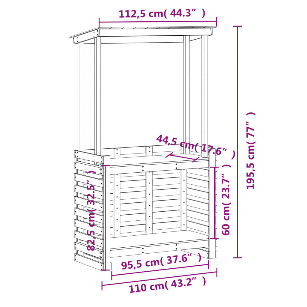 vidaXL Vonkajší barový stolík so strechou biely 112,5x57x195,5cm masív