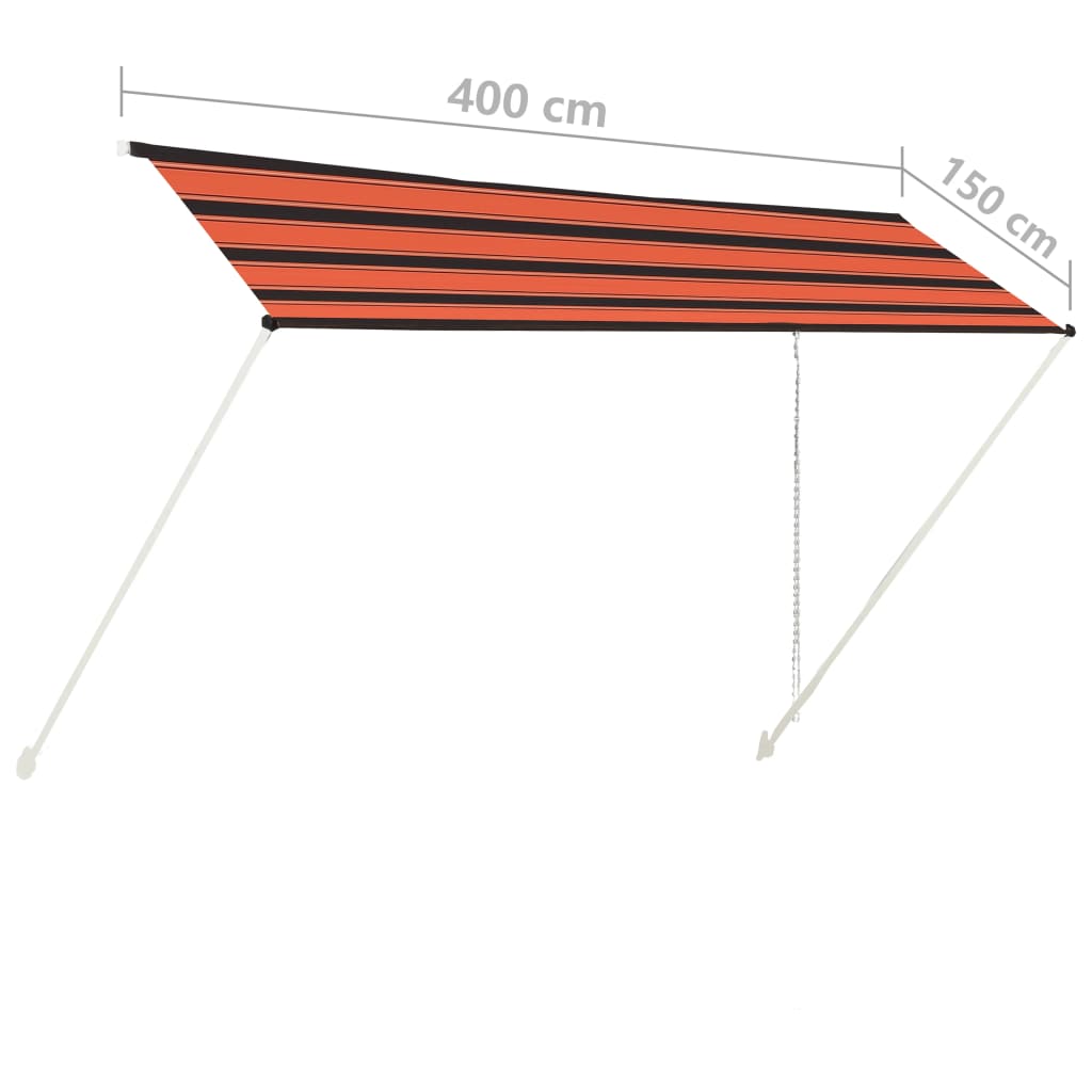 vidaXL Zaťahovacia markíza 400x150 cm oranžová a hnedá