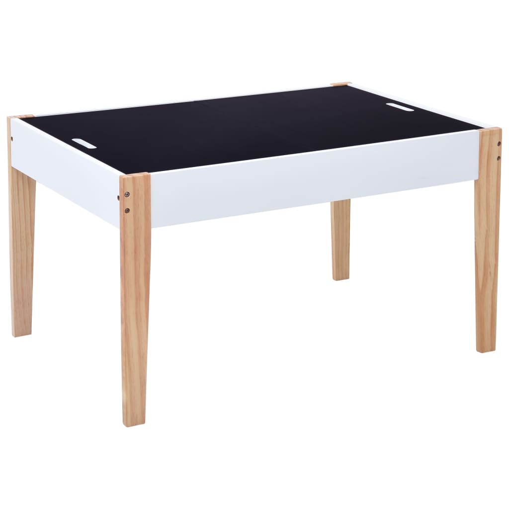 vidaXL 3-dielna sada detského stola+tabuľa a stoličky, čierno biela