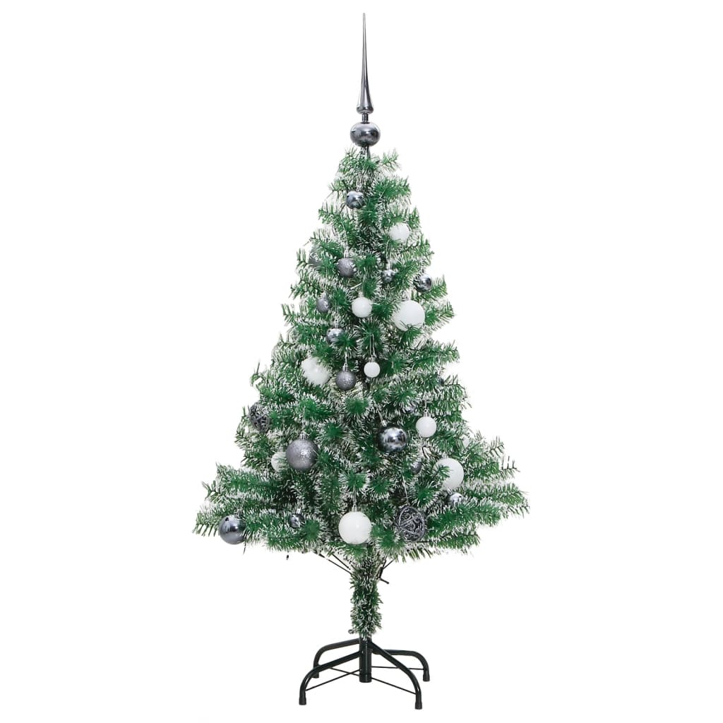 vidaXL Umelý vianočný stromček 150 LED, gule a vločky snehu 150 cm