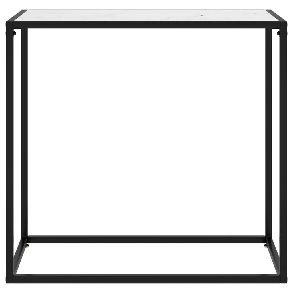vidaXL Konzolový stolík biely 80x35x75 cm tvrdené sklo