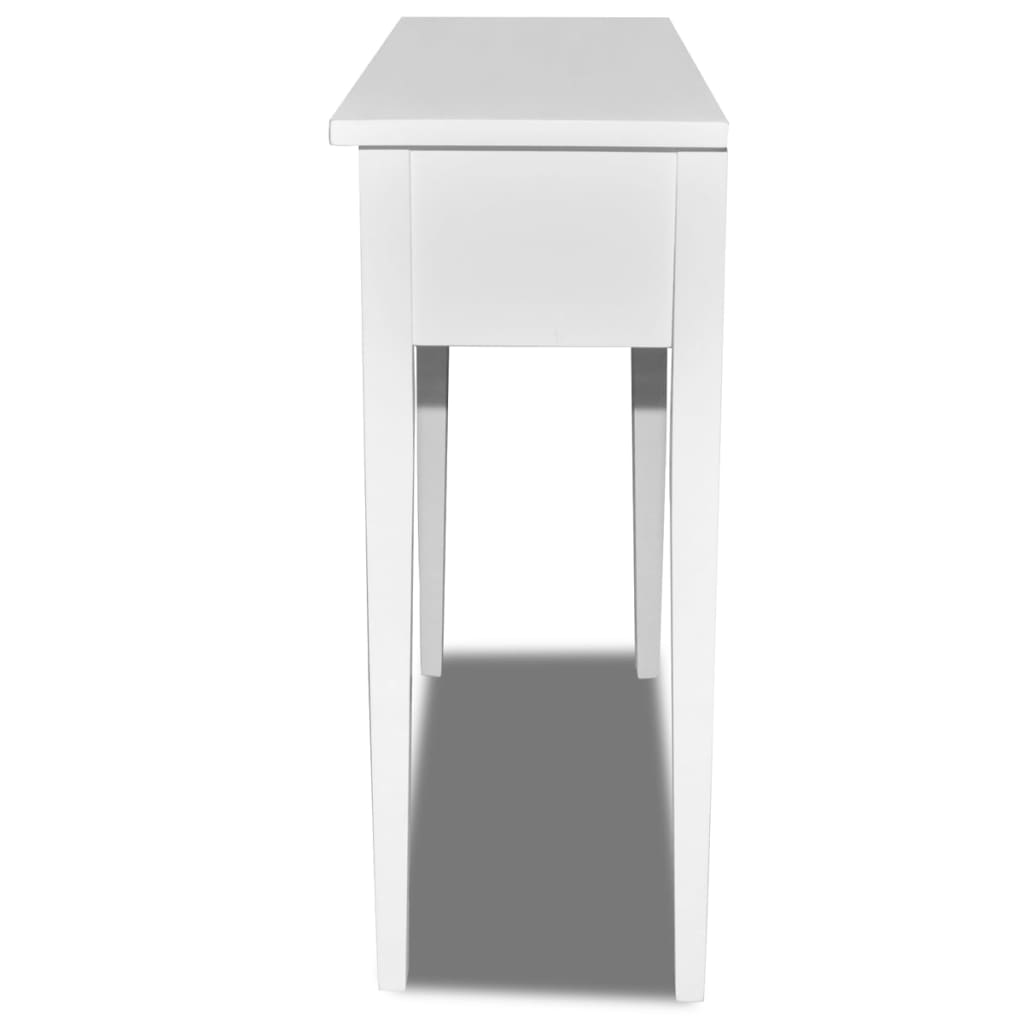 vidaXL Konzolový stolík s 2 zásuvkami, biely