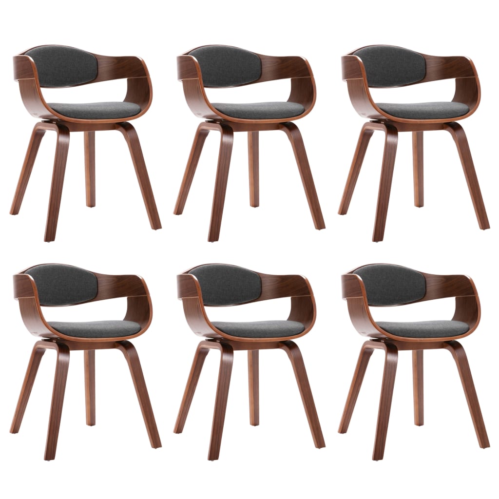 vidaXL Jedálenské stoličky 6 ks ohýbané drevo a sivá látka