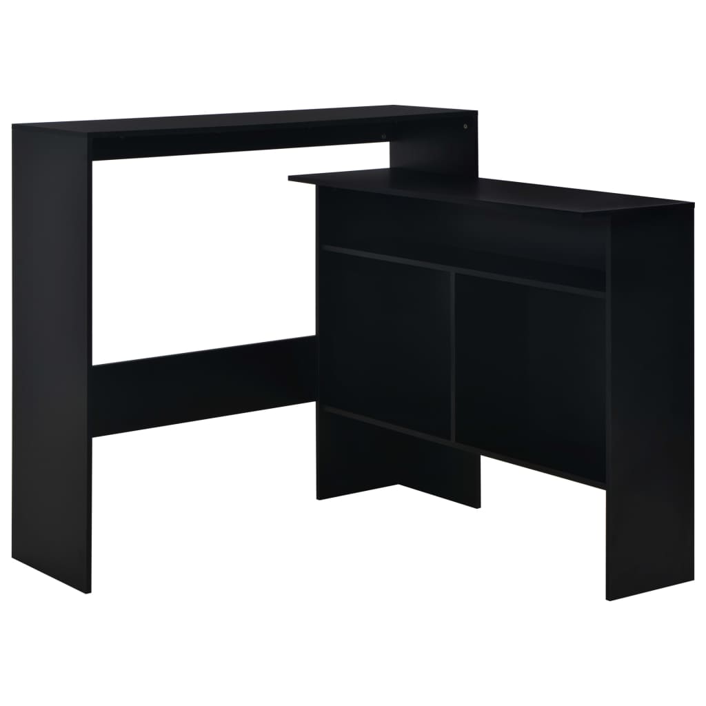 vidaXL Barový stôl s 2 vrchnými doskami čierny 130x40x120 cm
