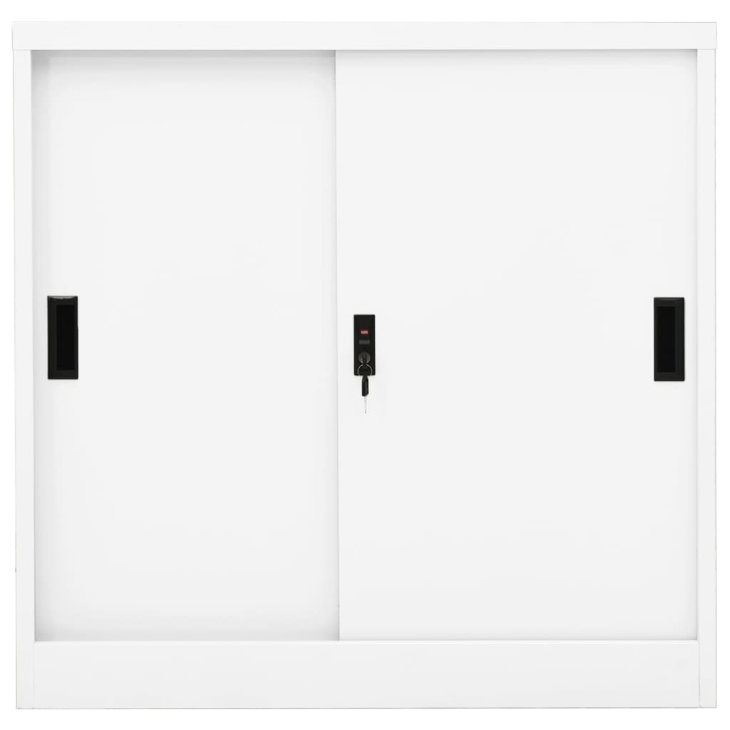 vidaXL Kancelárska skriňa s posuvnými dverami biela 90x40x90 cm oceľ