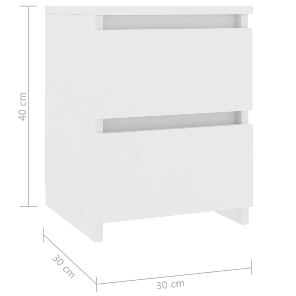 vidaXL Nočný stolík biely 30x30x40 cm drevotrieska