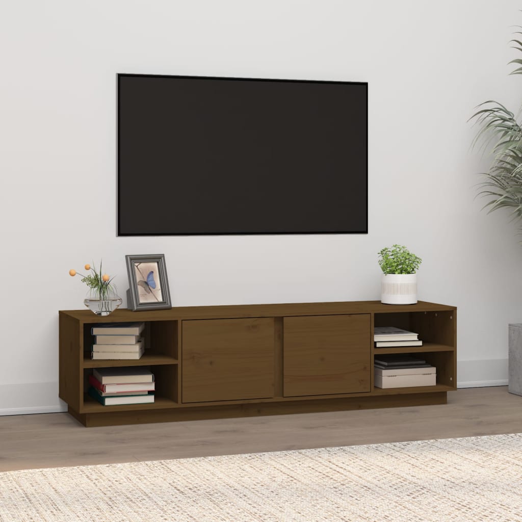 vidaXL TV skrinka medovo-hnedá 156x40x40 cm masívna borovica