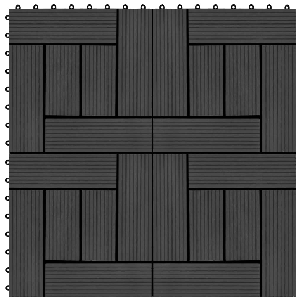 vidaXL Podlahové dlaždice 22 ks, 30x30 cm, 2 m2, WPC, čierne