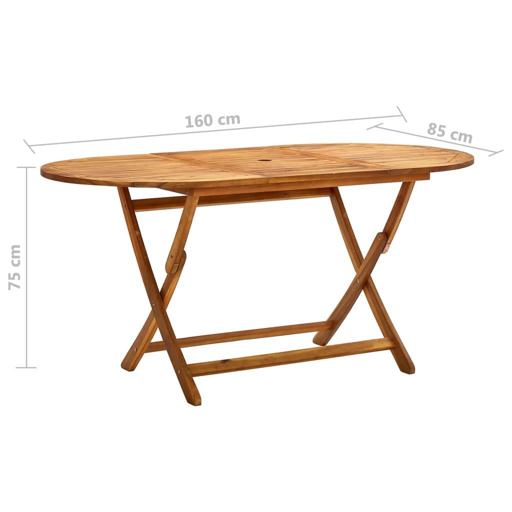 vidaXL Skladací záhradný stôl 160x85x75 cm akáciový masív
