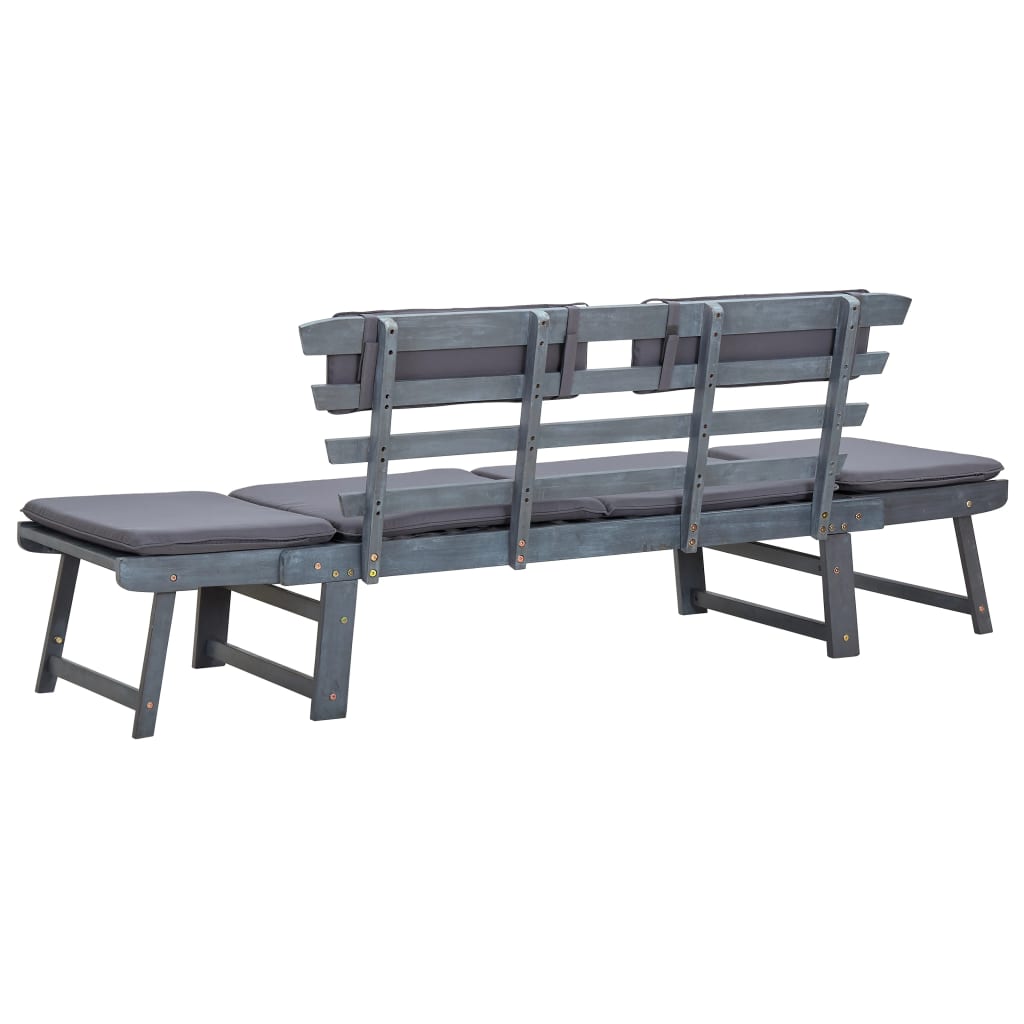 vidaXL Záhradná lavička s podložkami 2 v 1 190 cm sivá akáciový masív