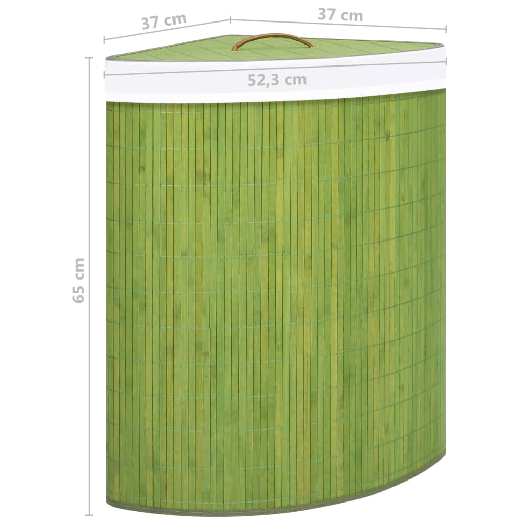 vidaXL Rohový bambusový kôš na bielizeň, zelený 60 l