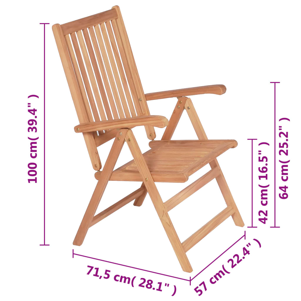 vidaXL Sklápacie záhradné stoličky 2 ks, tíkový masív
