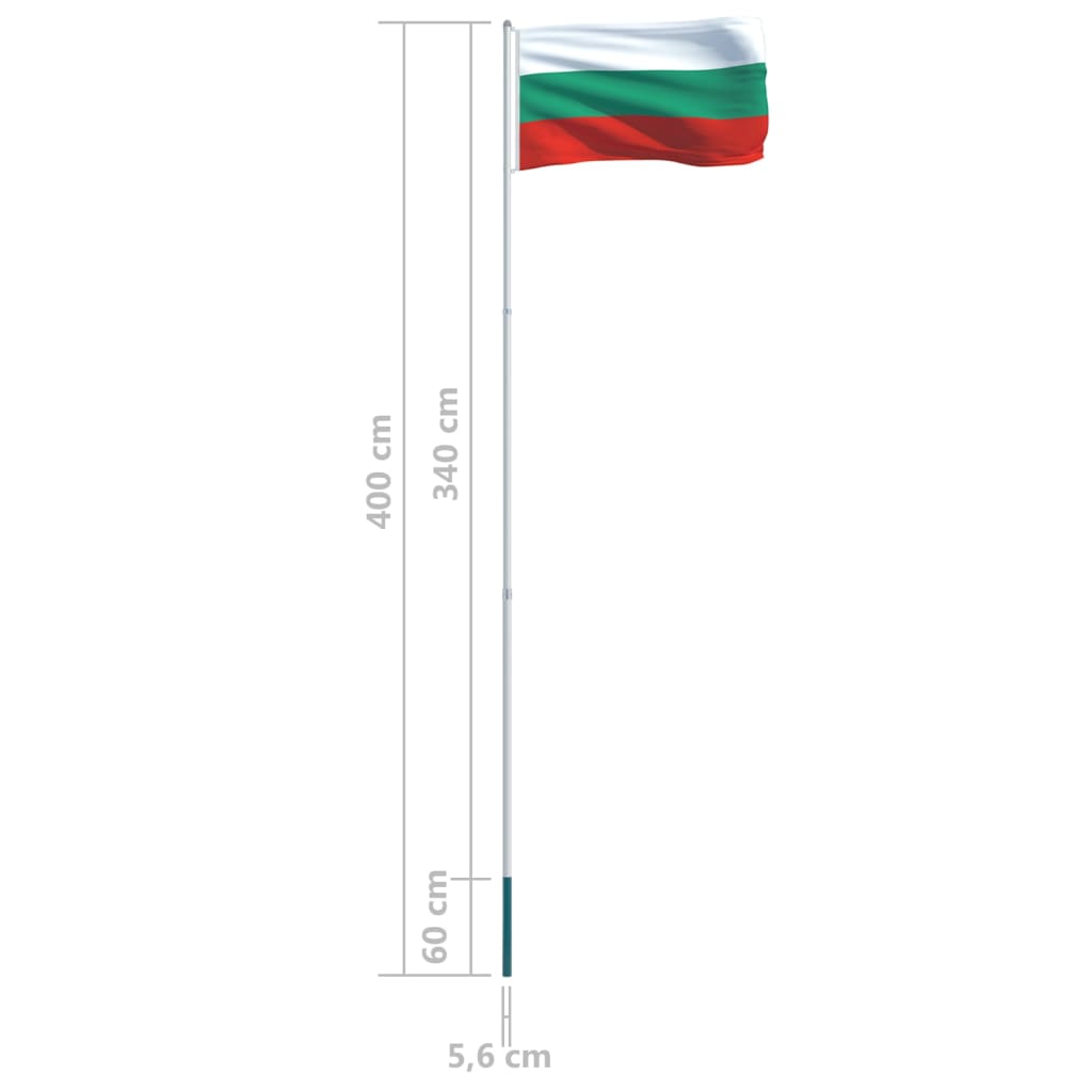 vidaXL Bulharská vlajka a stĺp 4 m hliníkový